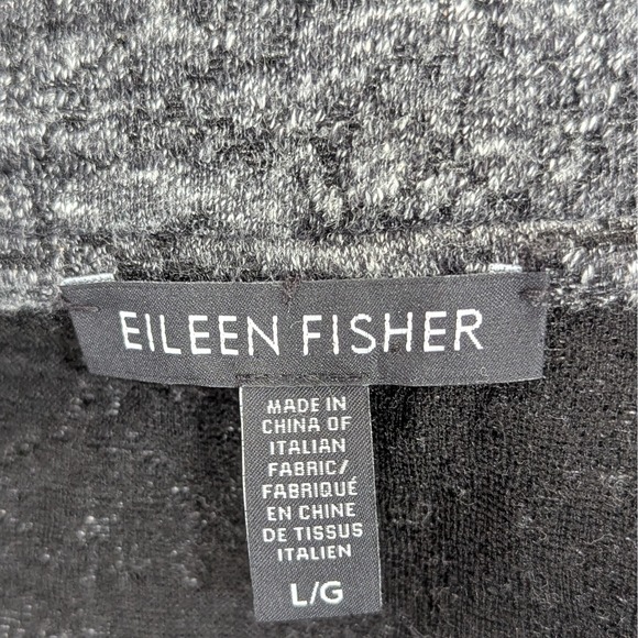 Eileen Fisher Terrazzo Open Front Jacket Large Gray Zip Cuff Draped - Picture 6 of 7